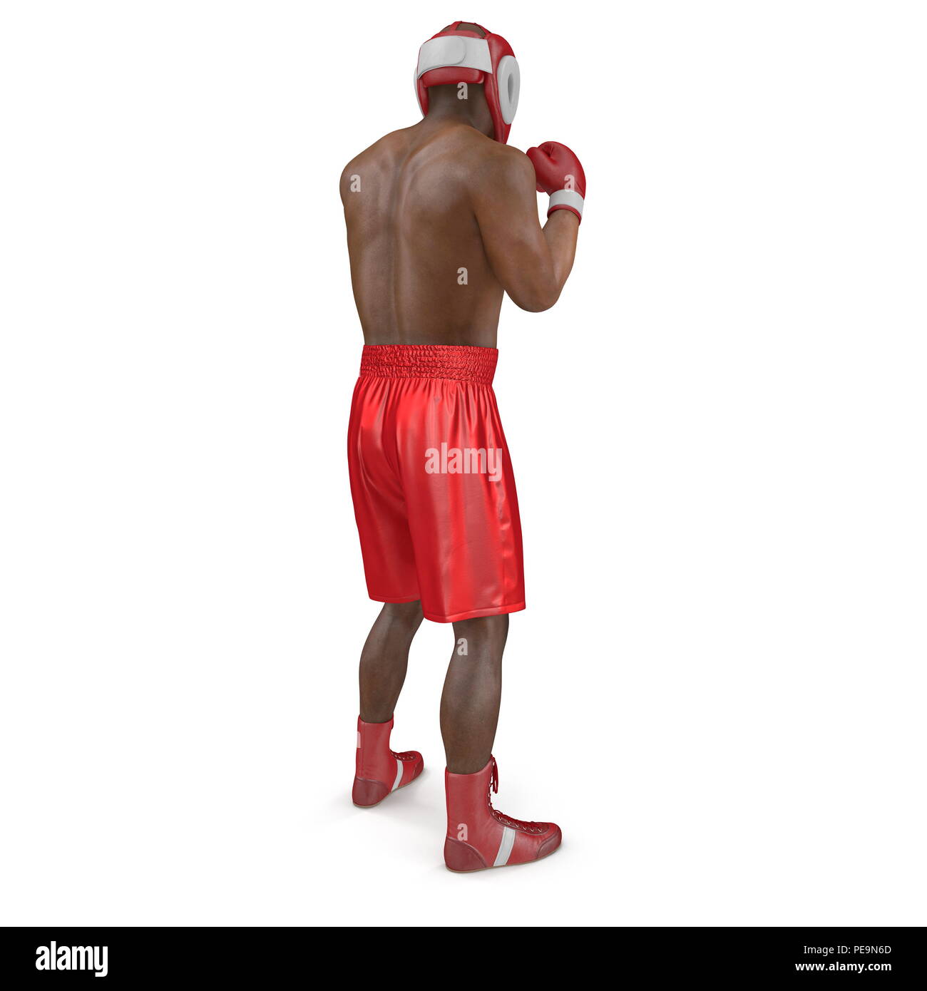 Afrikanische amerikanische männliche Boxer auf Weiß. 3D-Darstellung Stockfoto