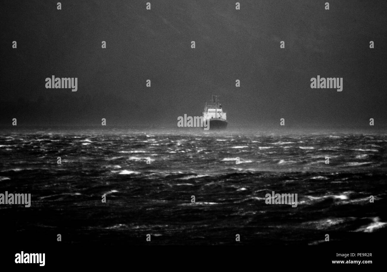 Schottland West Coast Sturm. 2000 Schiff im Sturm Wetter weg Westküste von Schottland Stockfoto