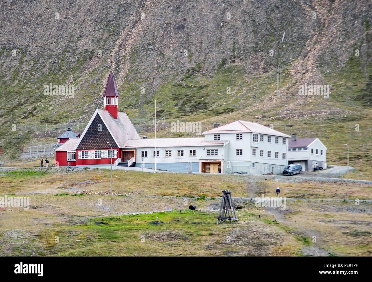 Die Kirche in Longyearbyen die nördlichste Stadt der Welt mit einer Bevölkerung Stockfoto