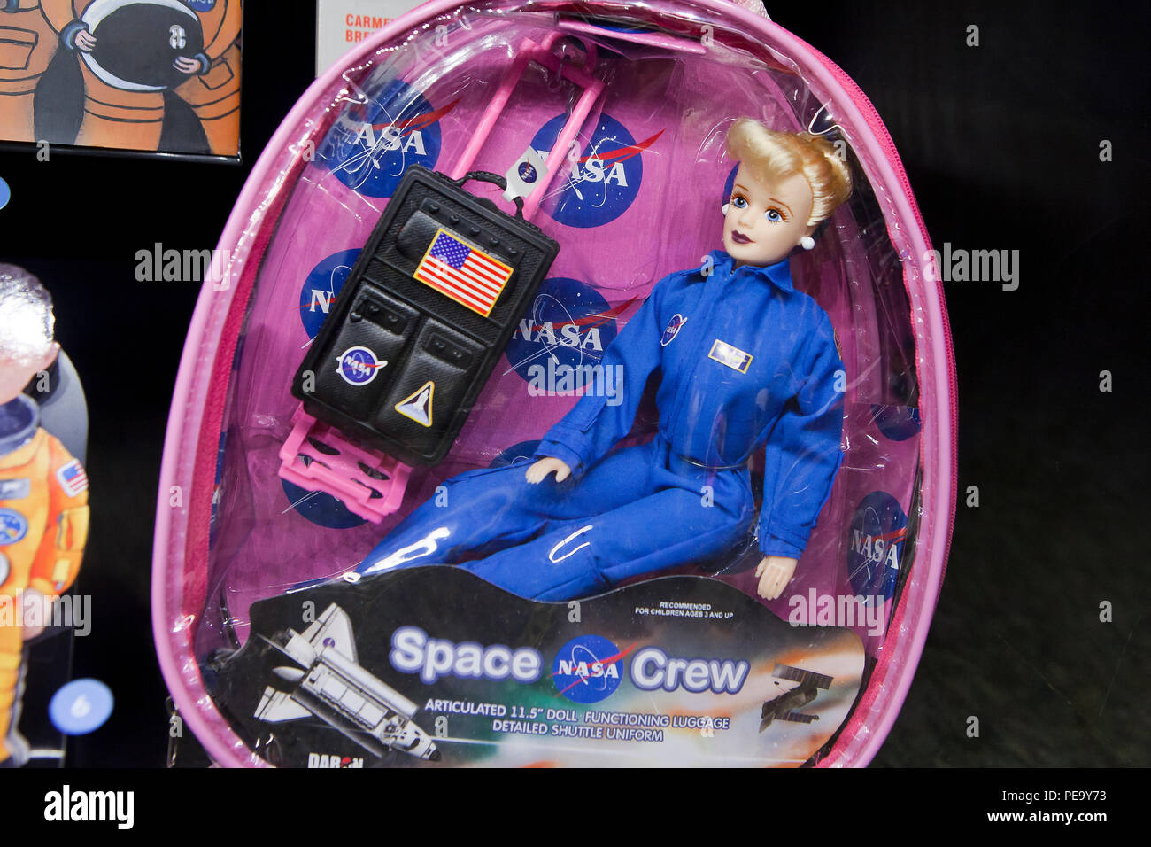 NASA Space Crew Puppe (weibliche Astronauten Puppe Spielzeug) - USA Stockfoto