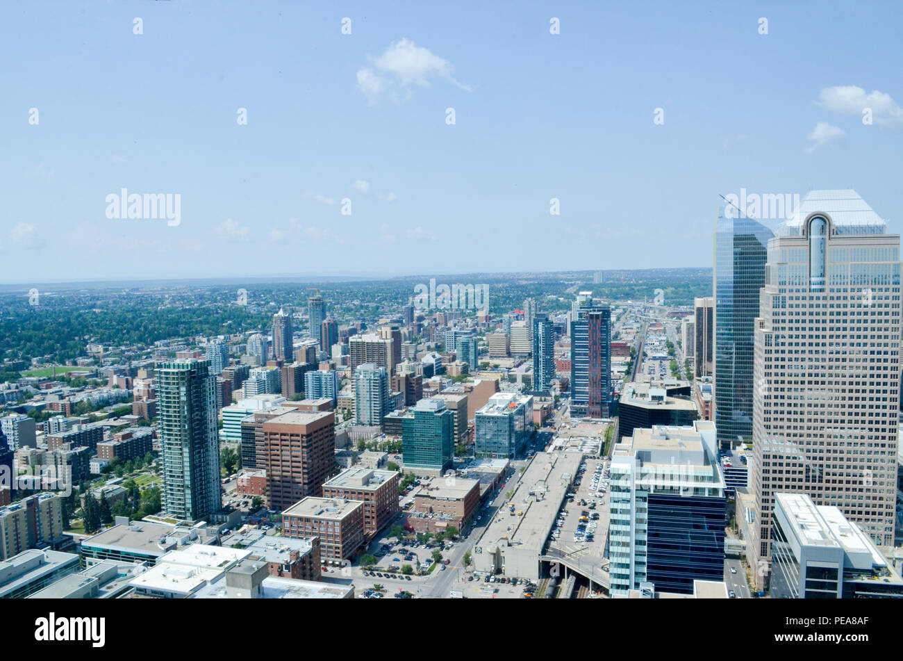 Die Innenstadt von Calgary aus Calgary Tower Stockfoto