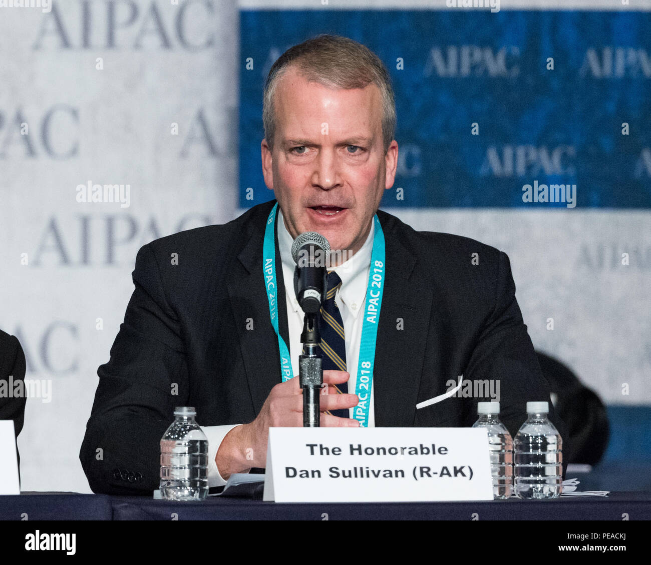 Dan Sullivan, United States Senator (R) aus Alaska, in einer Rede vor der AIPAC (American Israel Public Affairs Committee) Policy Conference am Walter Stockfoto
