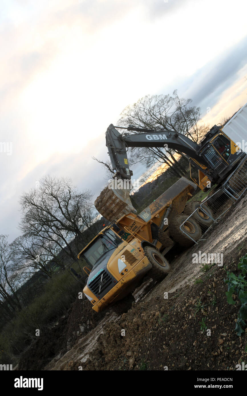 Bau von Autobahnen Stockfoto