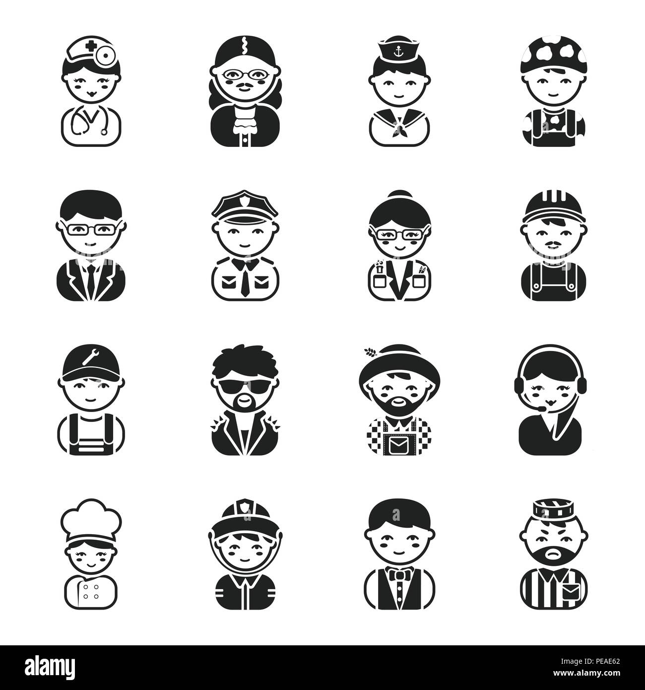 Aussehen, Kunst, schwarz, Builder, Business, Koch, Sammlung, Herd, Design, verschiedene, Arzt, Landwirt, Feuerwehrmann, grau, Icon, Illustration, Bild, isoliert, Richter, Logo, Mann, Mechaniker, Menschen, Polizist, Gefangener, Beruf, Beruf, rock, sailor, Wissenschaftler, Satz, Zeichen, Soldat, Specialist, Spezialität, Stern, Support, Symbol, Vector, Kellner, Web, Frau, Arbeit, Arbeitnehmer, Vektor, Vektoren, Stock Vektor