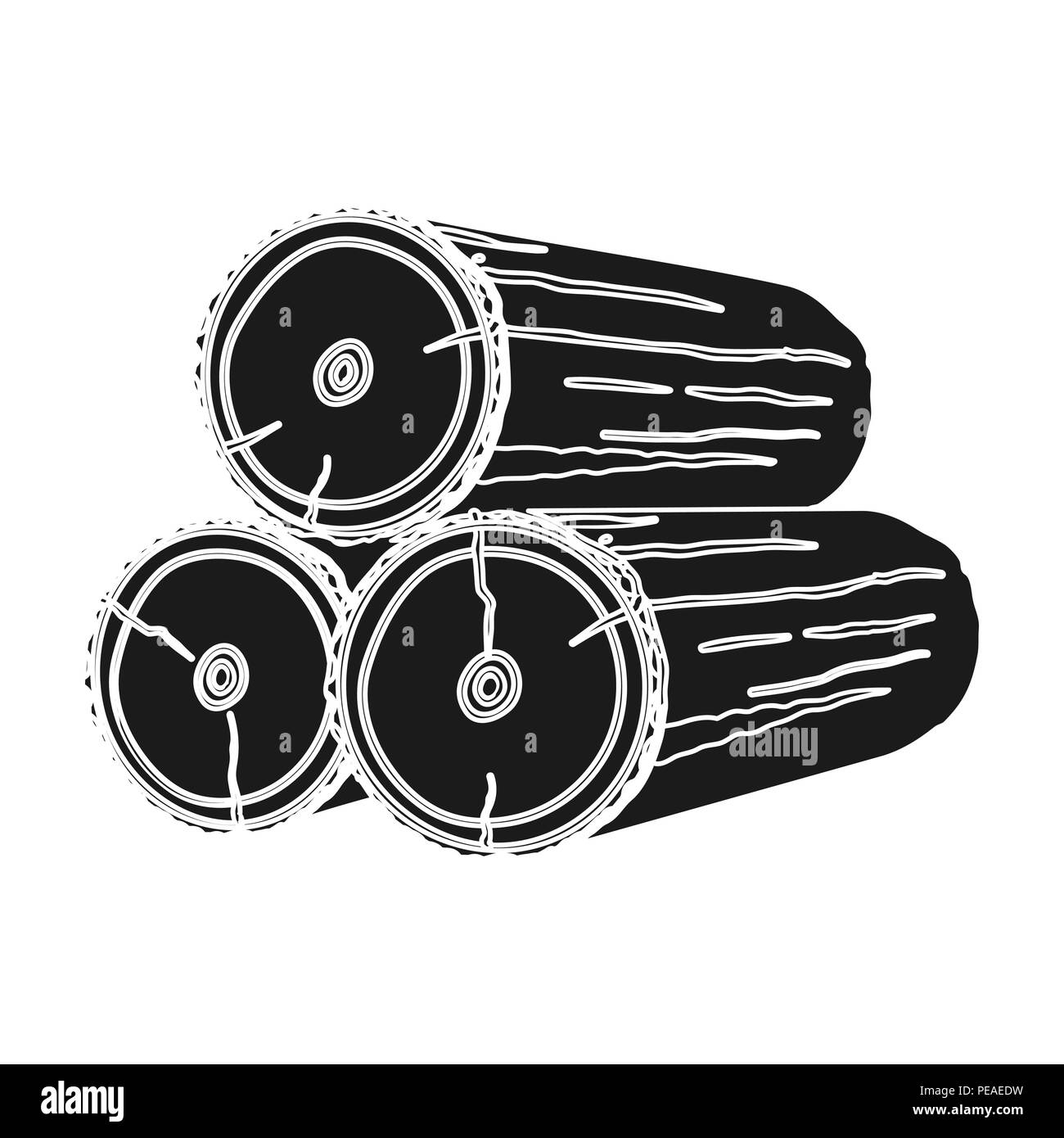 Stapel von Protokollen Symbol in schwarz auf weißem Hintergrund. Sägewerk und Holz symbol Vektor Illustration. Stock Vektor