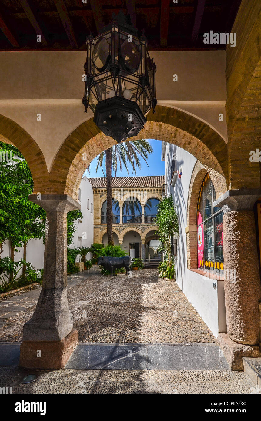 Cordoba, Spanien - 13.Juli 2018: Eingang zum Museum dem Stierkampf Traditionen Geschichte gewidmet, einschließlich Fotos, Gemälde, Kostüme Stockfoto