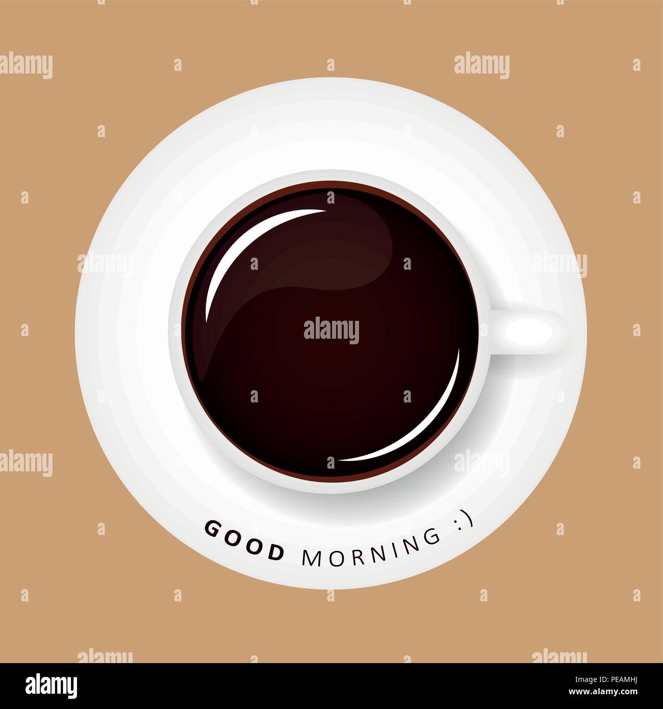 Guten Morgen Kaffee schwarz lachendes Smiley Vektor-illustration EPS 10. Stock Vektor