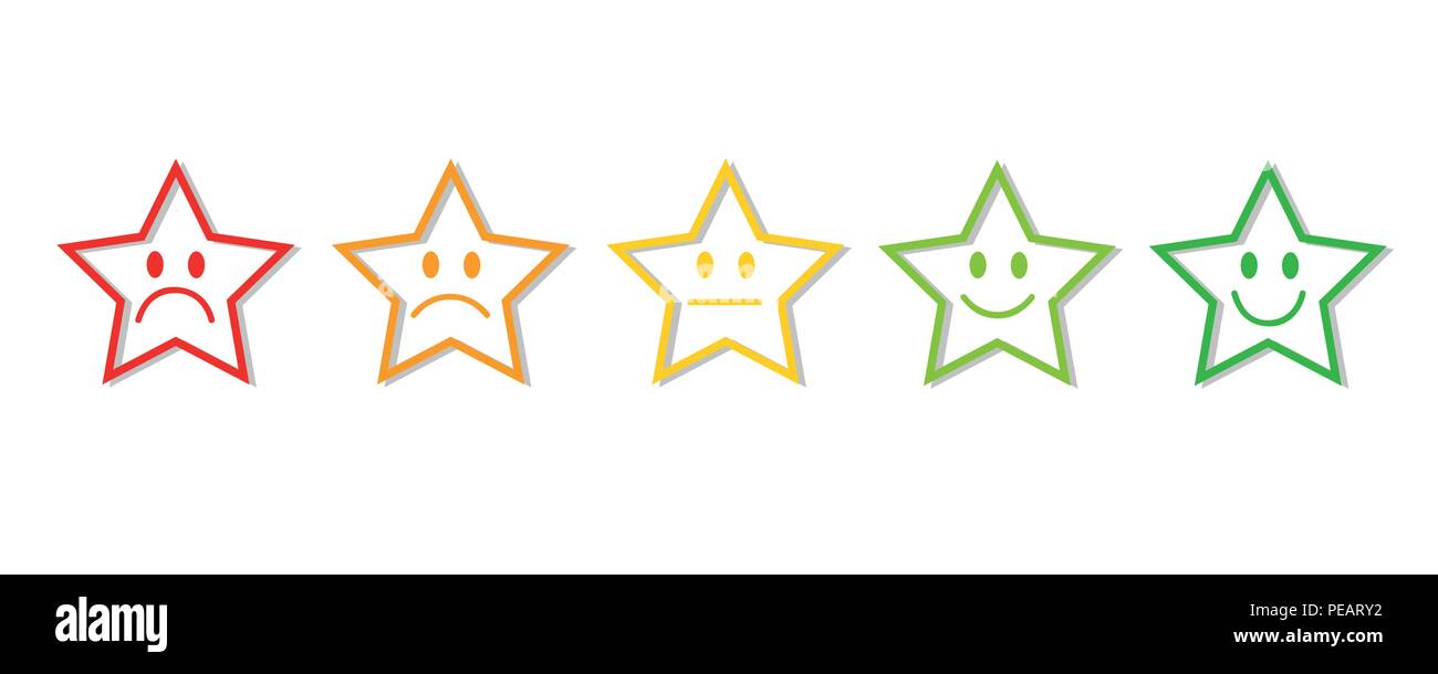 Bewertung Sterne feedback Rot auf Grün Vektor-illustration EPS 10. Stock Vektor