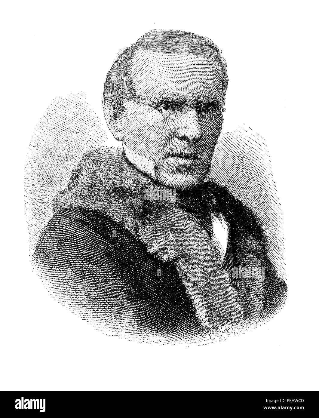 Gravur Portrait von Johann Gebhard Flatz (1800-1881), österreichischer Maler von Porträts und religiöse Gemälde Stockfoto