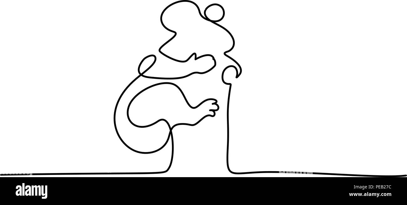 Kontinuierliche eine Linie zeichnen. Koalabär Symbol. Logo der Koala. Vector Illustration Stock Vektor