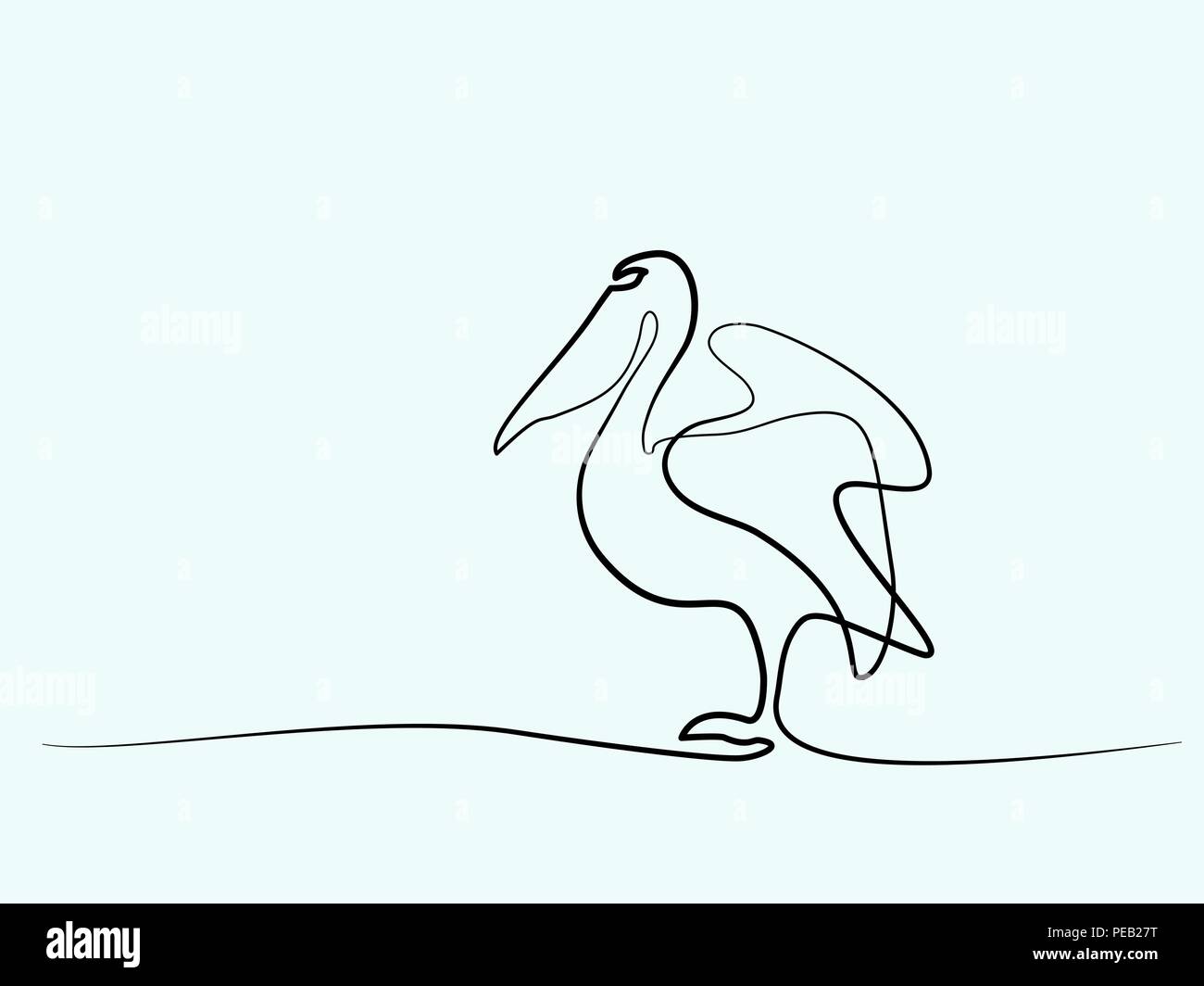 Kontinuierliche eine Linie zeichnen. Pelikan minimalistischen Symbol. Logo der Pelican. Vector Illustration Stock Vektor