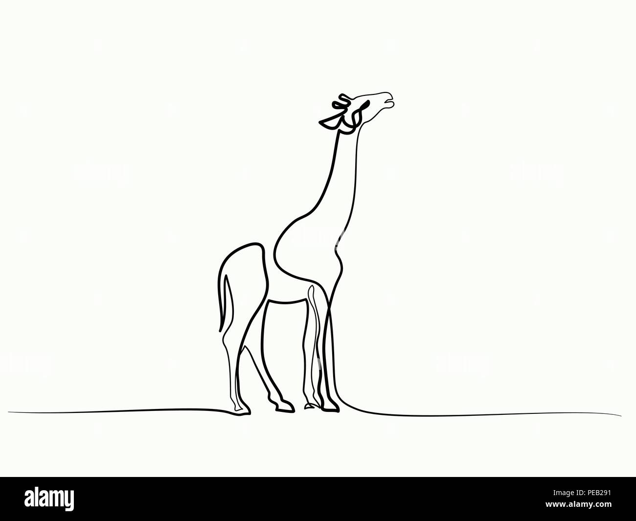 Kontinuierliche eine Linie zeichnen. Giraffen wandern Symbol. Logo der Giraffe. Vector Illustration Stock Vektor