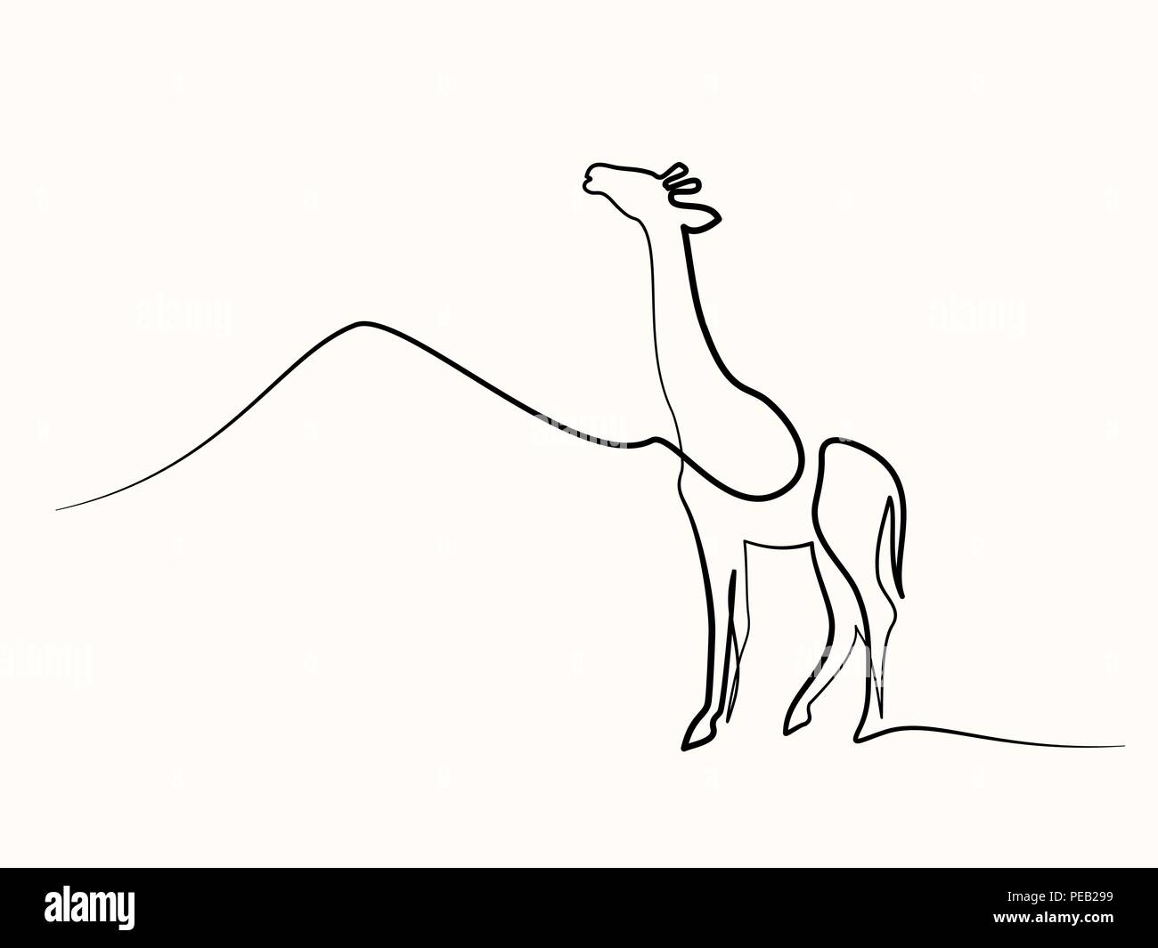 Kontinuierliche eine Linie zeichnen. Giraffen wandern Symbol. Logo der Giraffe. Vector Illustration Stock Vektor