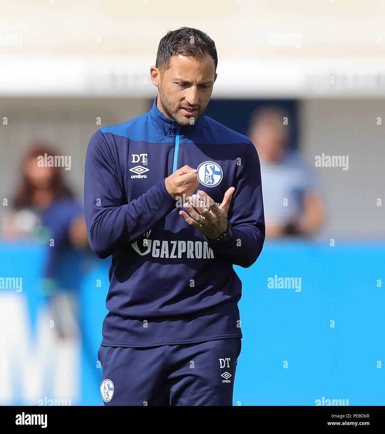 Firo: 14.08.2018, Fußball, 1.Bundesliga, Saison 2018/2019, FC Schalke 04, Training, Trainer Domenico INGLES, Geste | Verwendung weltweit Stockfoto