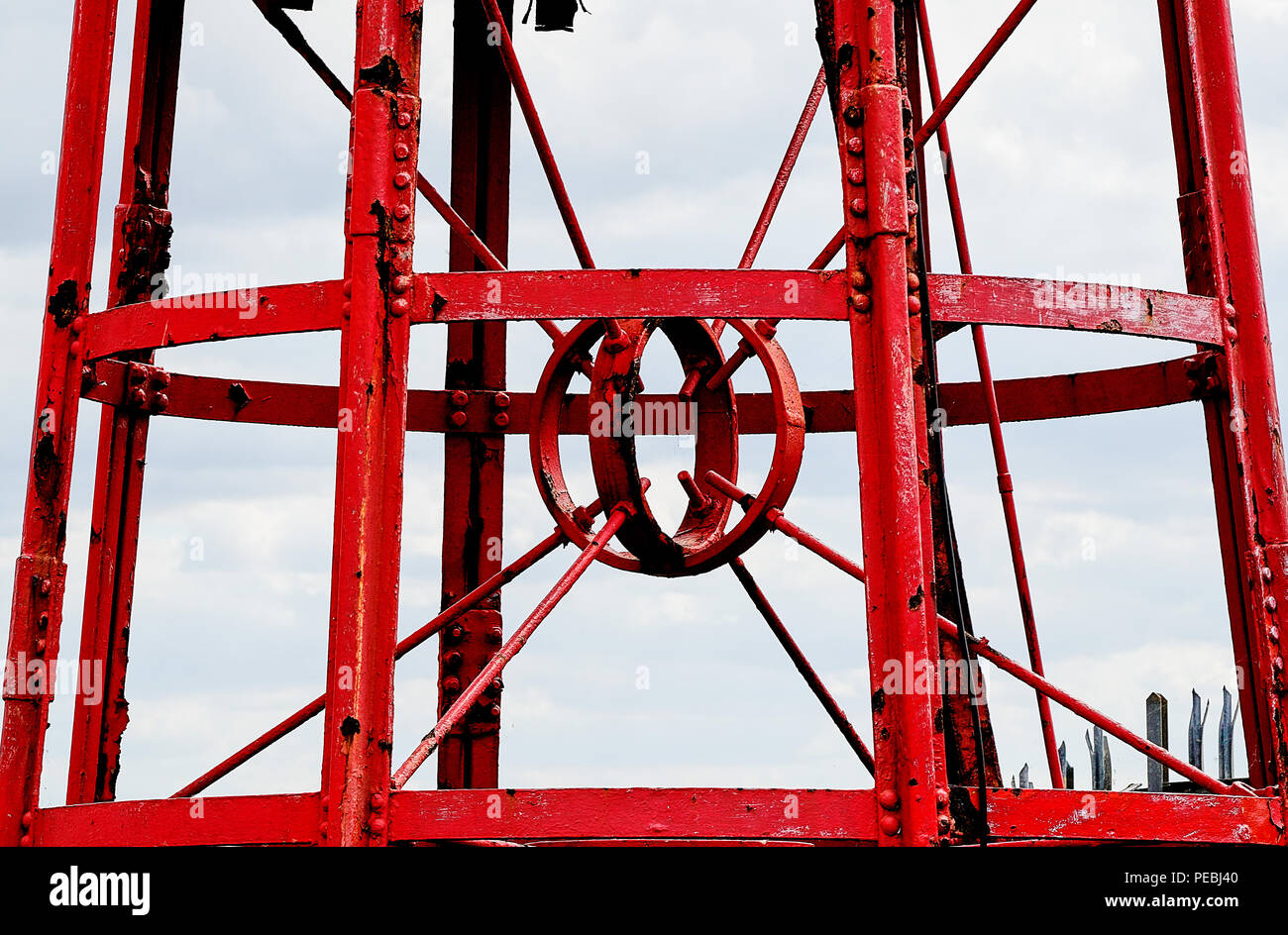 VINTAGE ROT STRUKTUR AUS STAHL Stockfoto