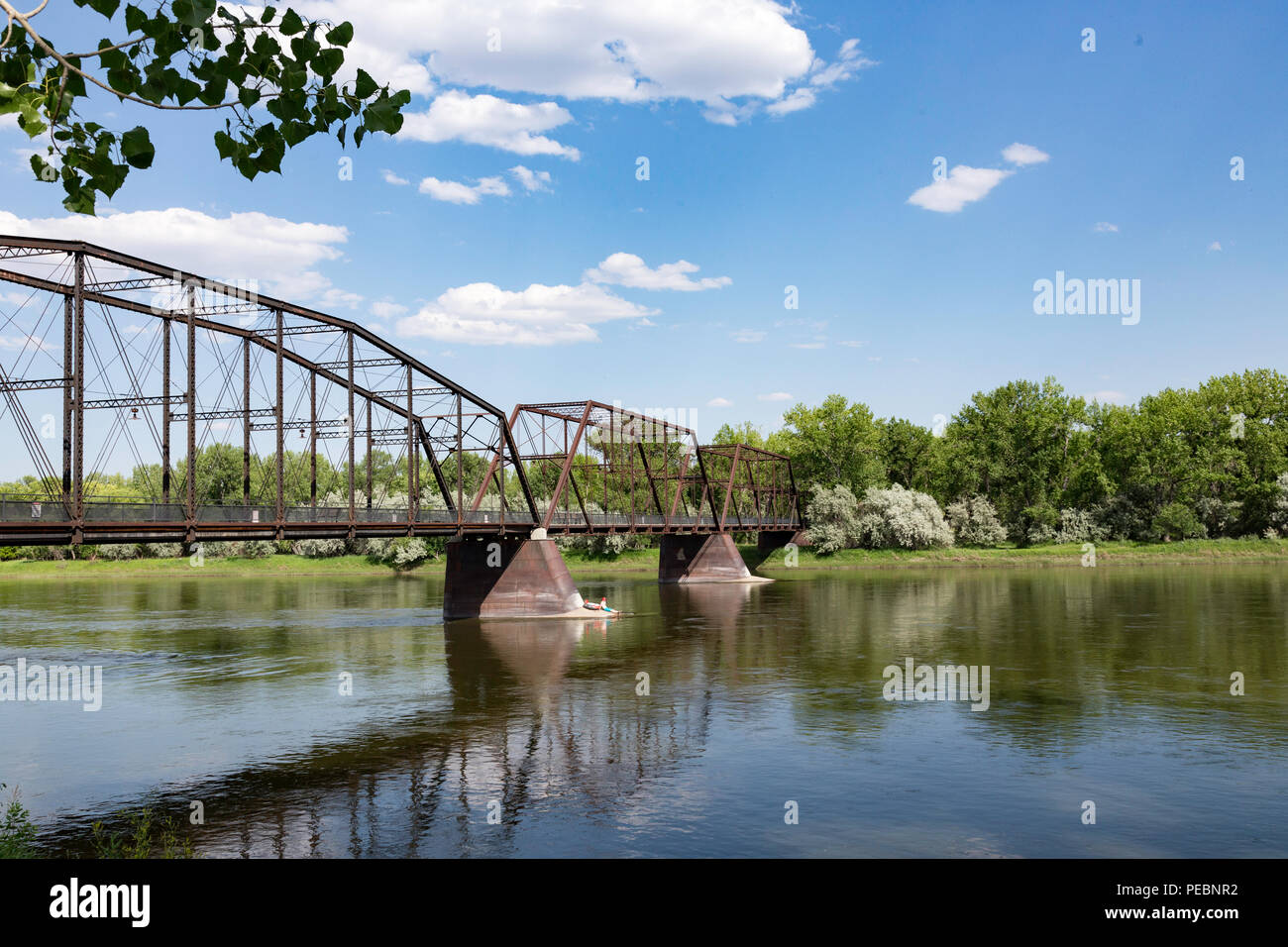 Die Brücke über den Missouri River ist ein historisches Wahrzeichen in Fort Benton, Montana, USA Stockfoto