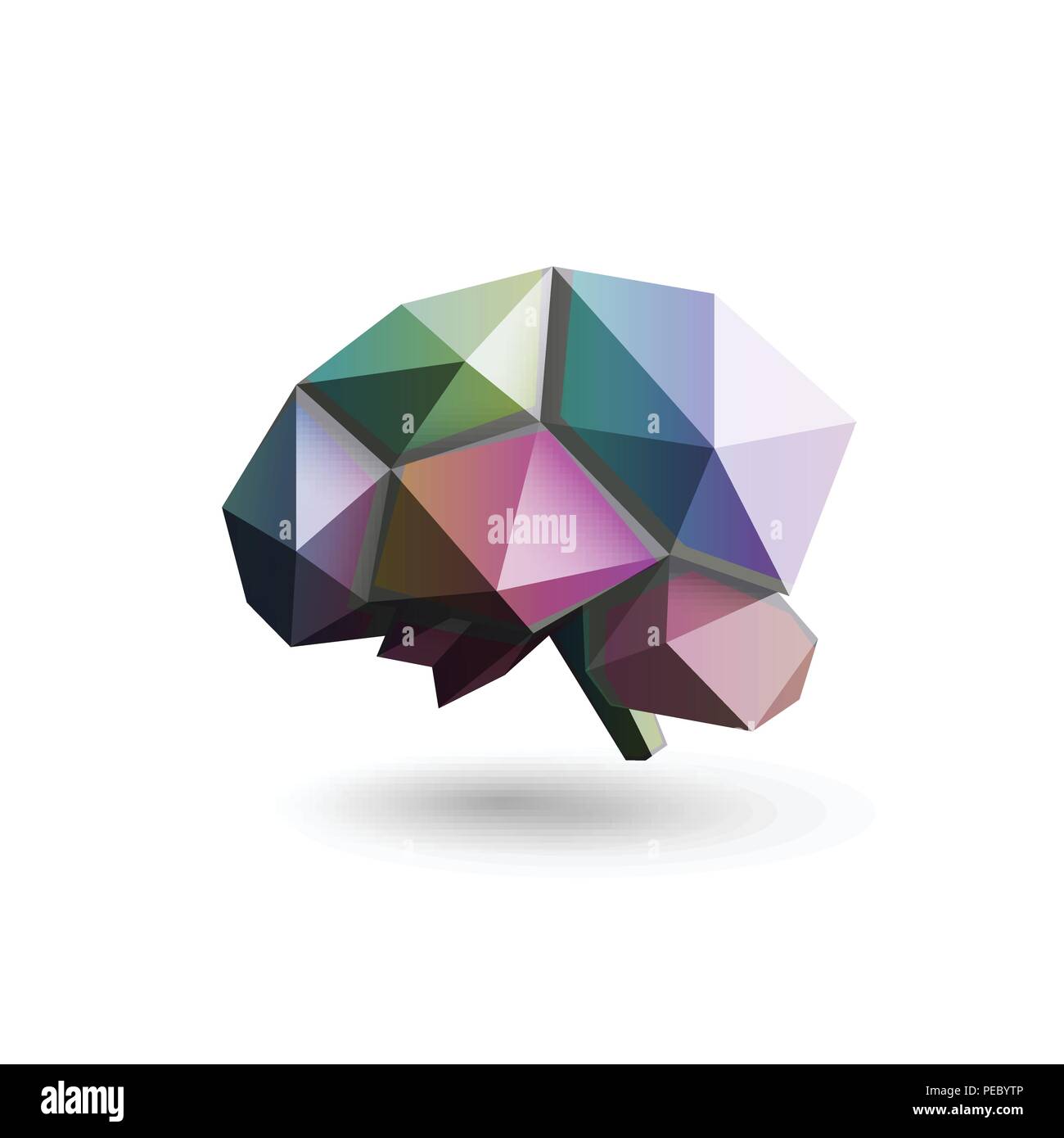 Farbige Gehirn, polygonalen Design, Vektor, Abbildung. Wissenschaft Forschung und Entwicklung Labor logo Vorlage. Gehirn lernen, Brain Storming moderne Symbol. Stock Vektor