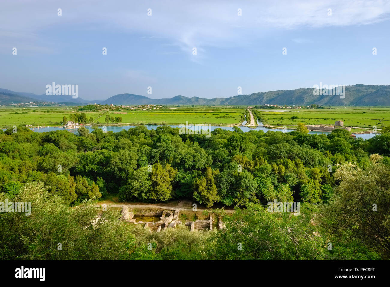Antiken Stadt Butrint mit Umgebung, Vivar Canal, Butrint National Park, in der Nähe von Saranda, Albanien Qark Vlora Stockfoto