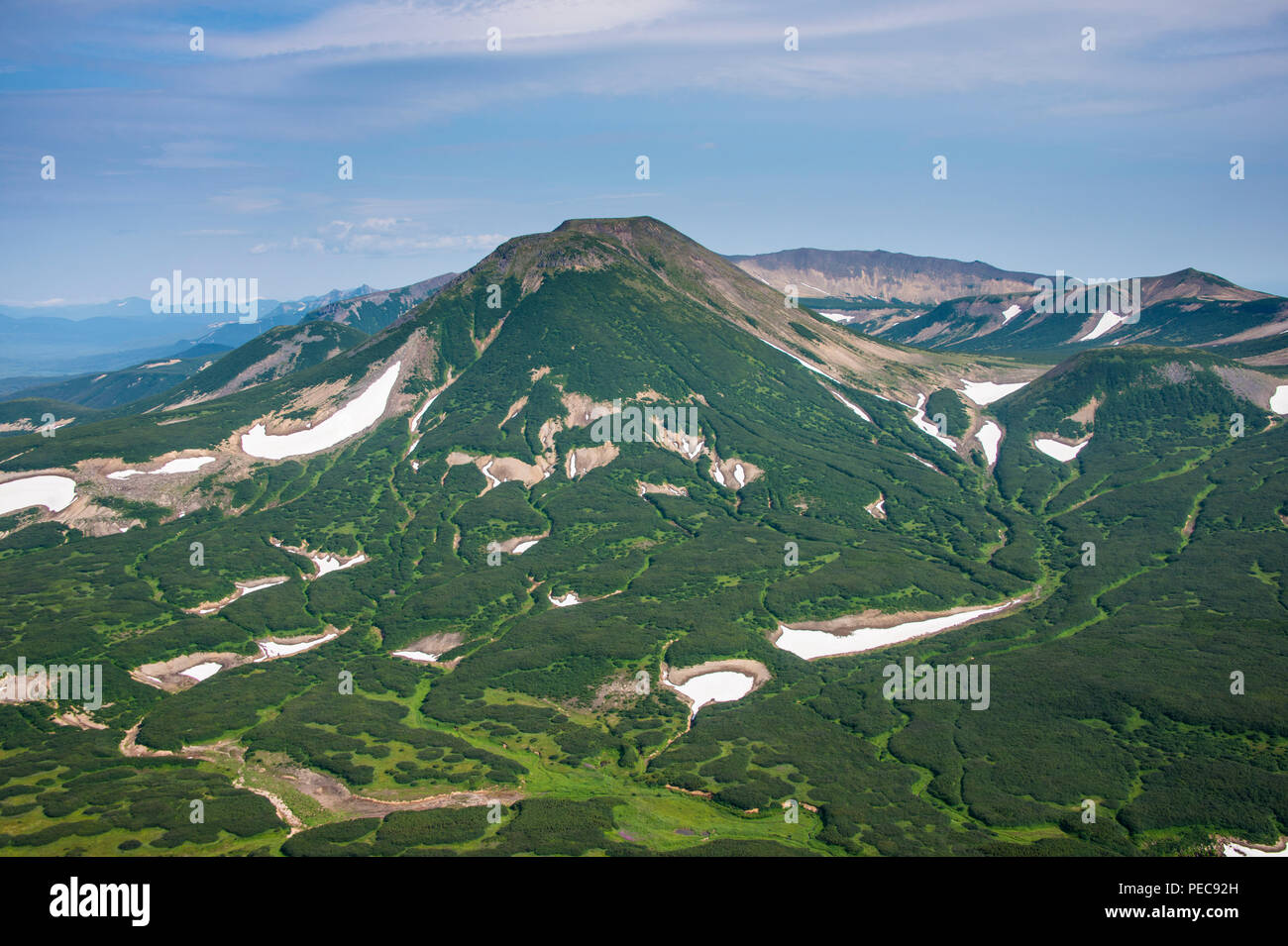 Luftaufnahme, Ilyinsky Vulkan, Kamtschatka, Russland Stockfoto