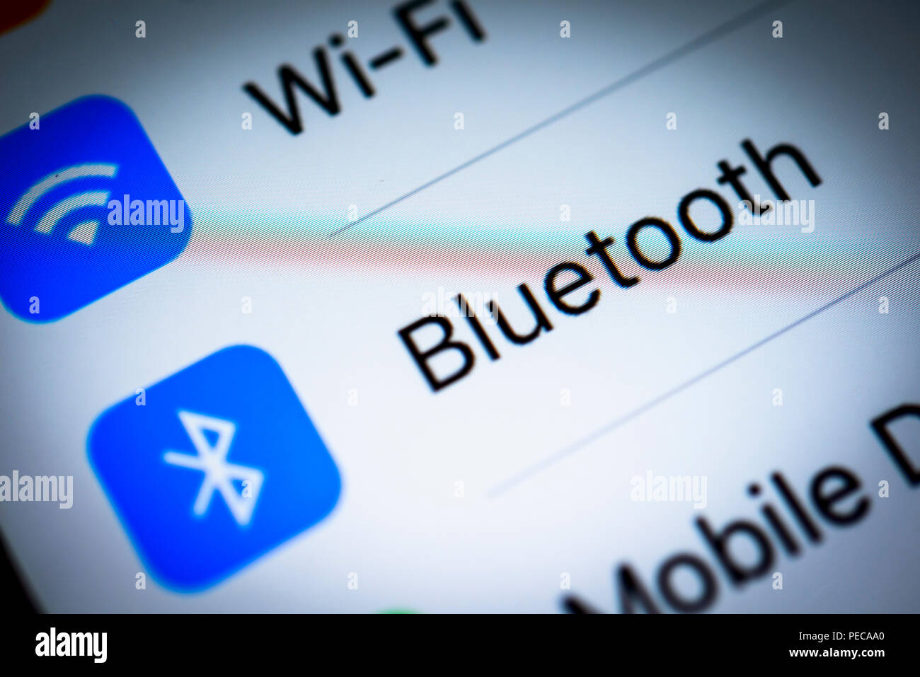 Bluetooth Einstellungen auf einem iPhone, iOS, Smartphone, Display, Nahaufnahme, Detail, Deutschland Stockfoto