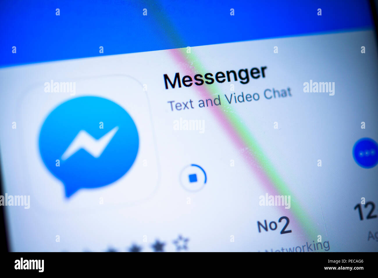 Facebook Messenger App im Apple App Store, Instant Messenger, soziales Netzwerk, App-Icon, iPhone, iOS, Smartphone Stockfoto