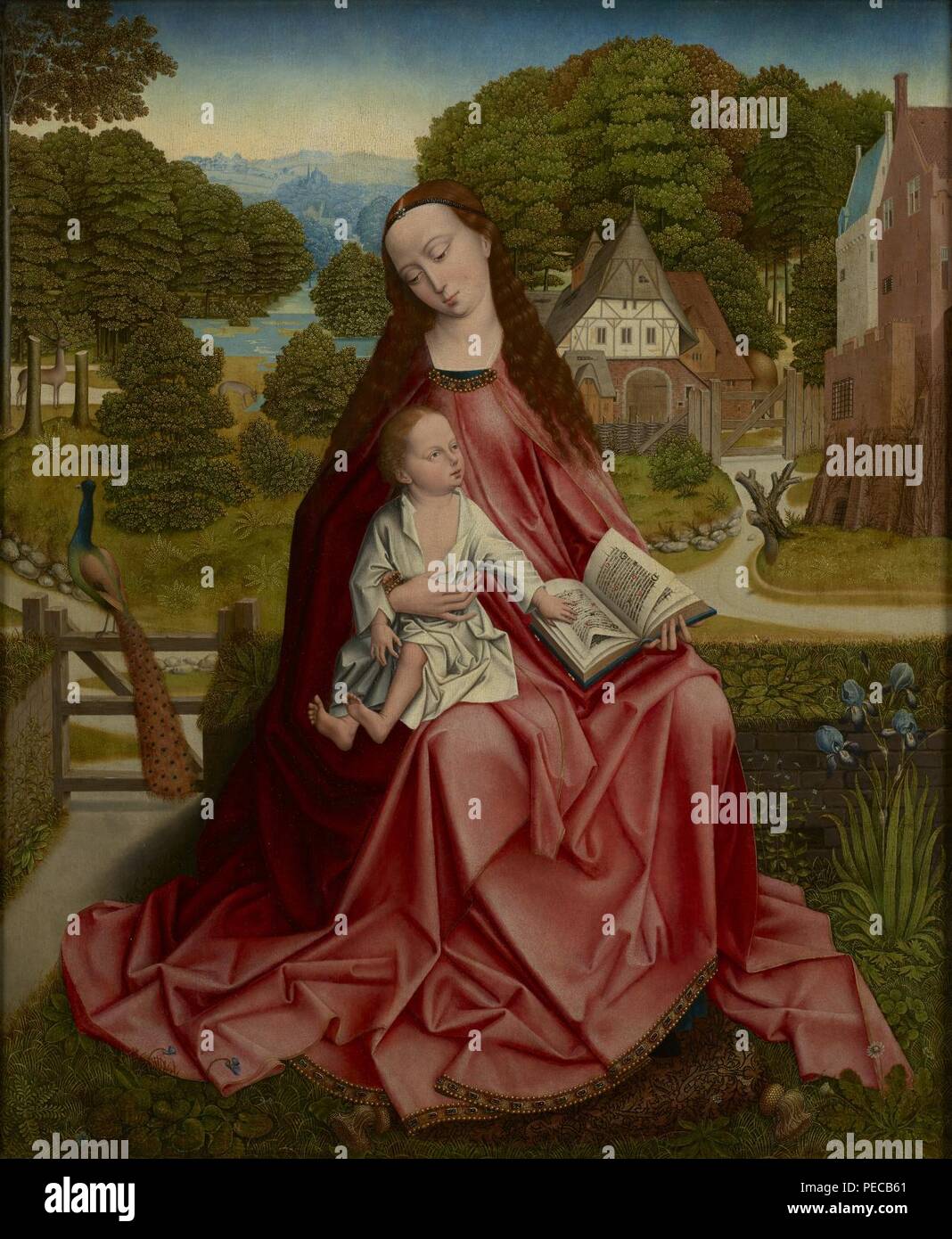Artist(s) Unbekannte, möglicherweise Meister der Madonna Grog oder Aert van Den Bossche, früher Master Der Gestickten Laub - Jungfrau mit dem Kind in einer Landschaft Stockfoto