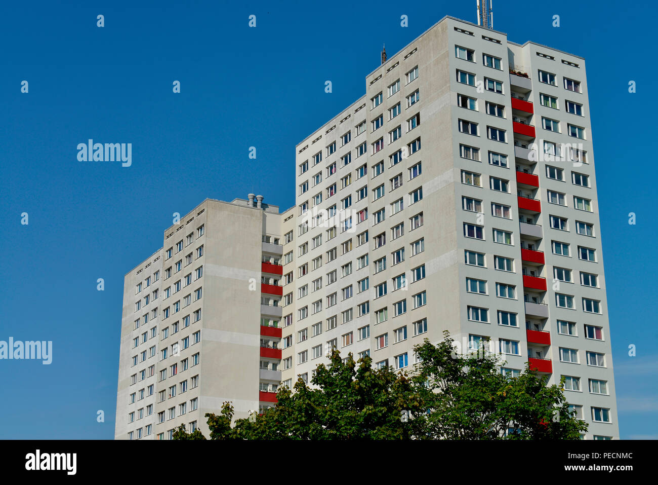 Wohnhaeuser, Poelchaustrasse, Marzahn, Berlin, Deutschland Stockfoto