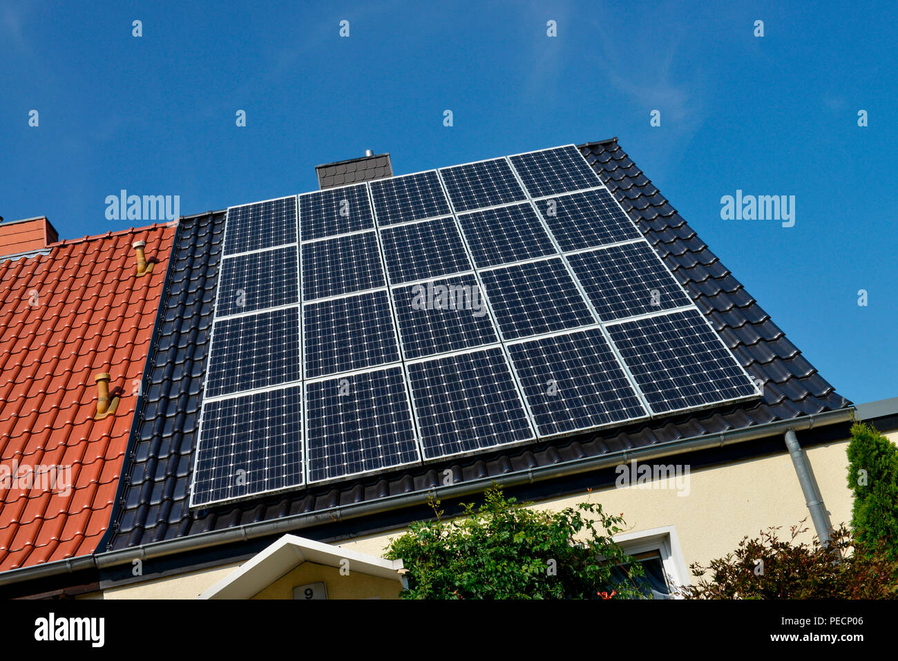 Wohnhaus Solardach, Marzahn-Hellersdorf, Berlin, Deutschland Stockfoto