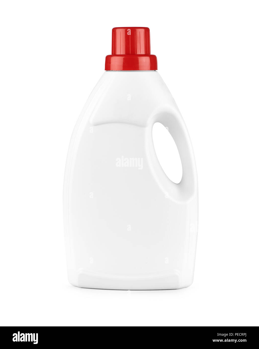 Weißer Kunststoff Flasche für flüssige Waschmittel, Reinigungsmittel, Bleichmittel oder Weichspüler. Paket mockup. Stockfoto