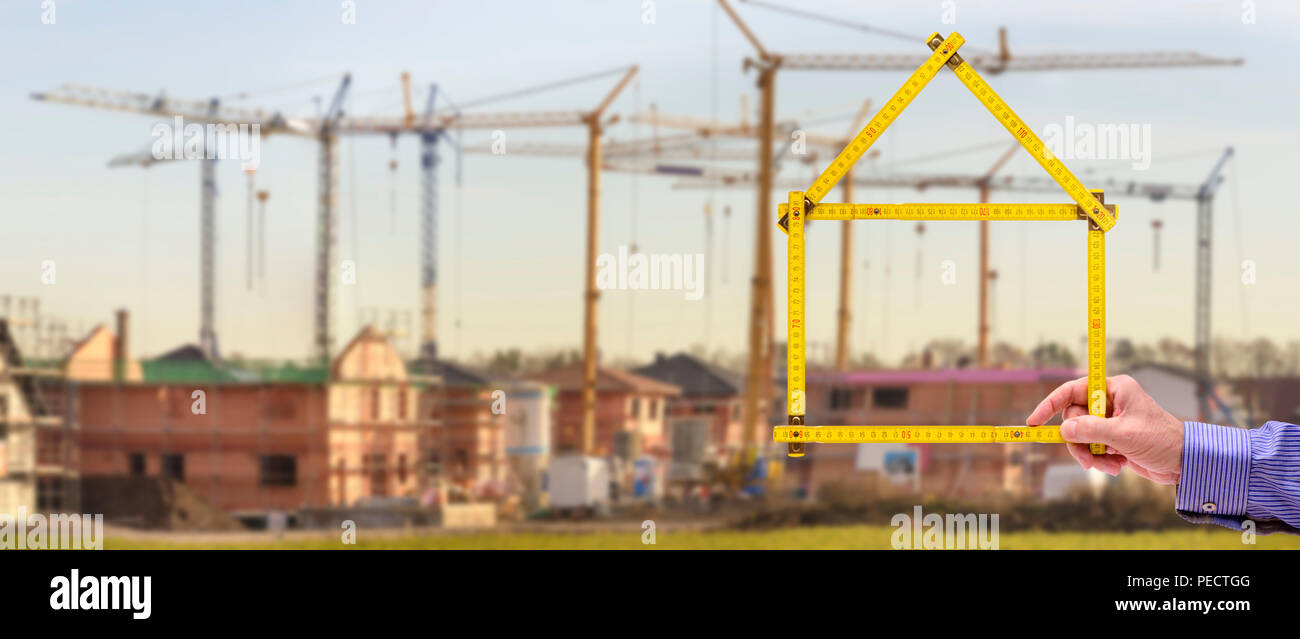 Entwicklung Bereich mit Baustelle für neue Häuser. Stockfoto