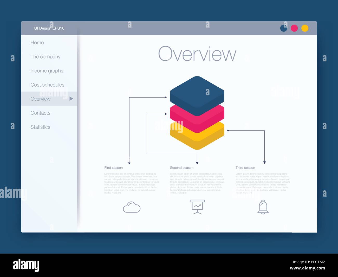 Dashboard Infografik Vorlage mit moderner UI-Design Stock Vektor
