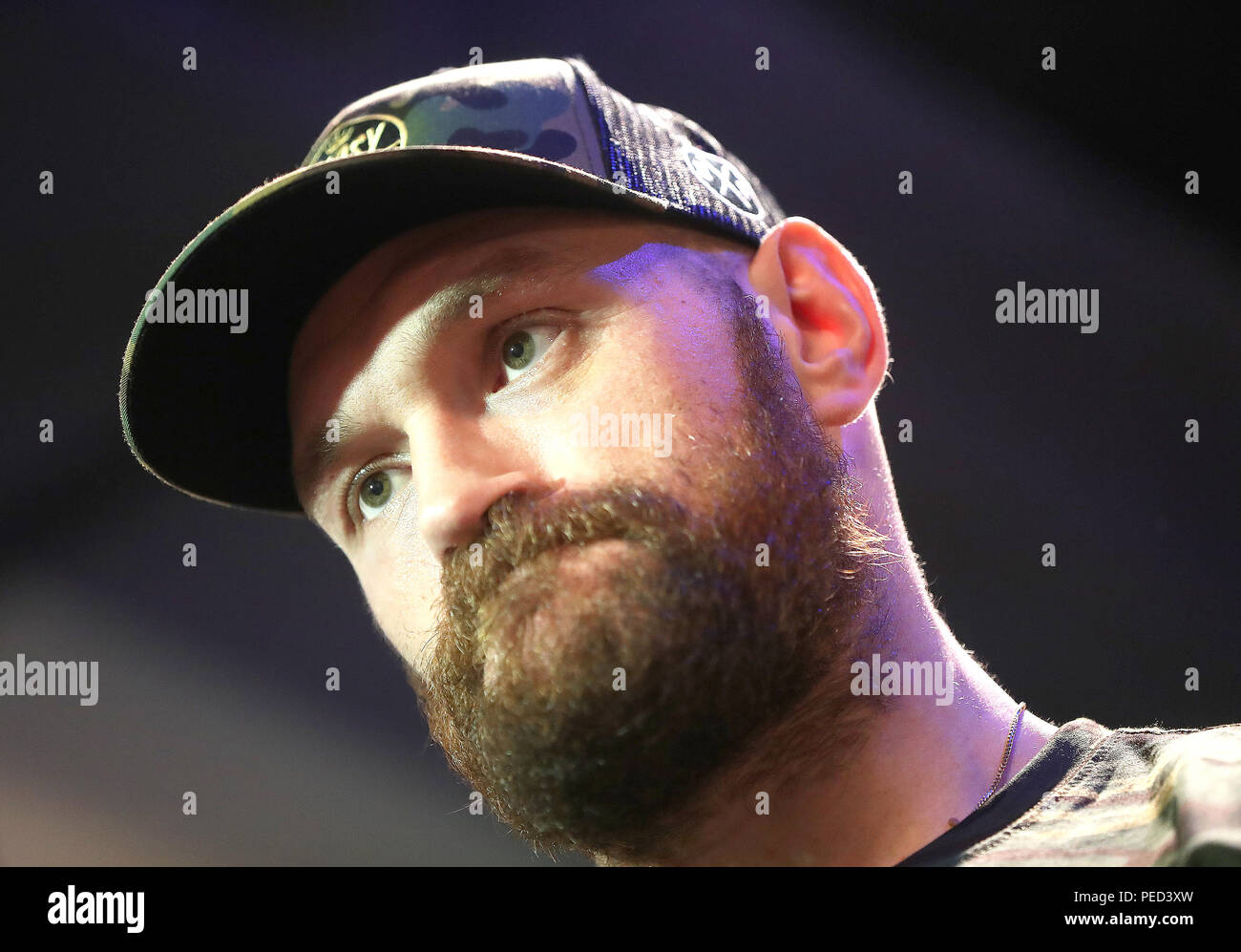 Tyson Fury während der Pressekonferenz im Europa Hotel, Belfast. PRESS ASSOCIATION Foto. Bild Datum: Dienstag, August 14, 2018. Siehe PA Geschichte BOXING Belfast. Photo Credit: Niall Carson/PA-Kabel Stockfoto