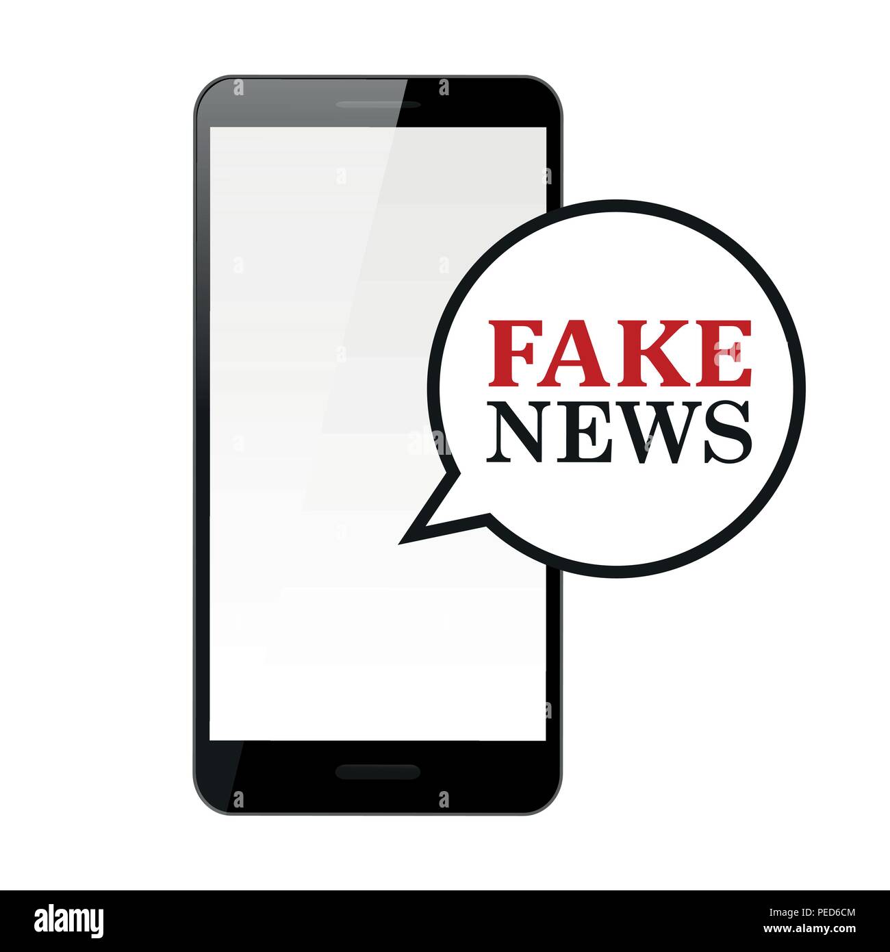 Gefälschte Nachrichten Sprechblase in einem Mobiltelefon Vektor-illustration EPS 10. Stock Vektor