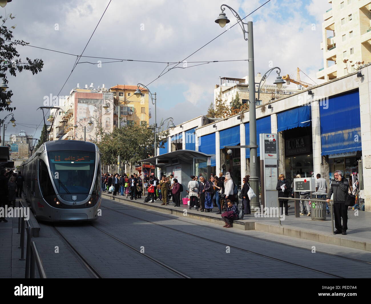 Jaffa Straße mit Light Rail, Jerusalem, Israel Stockfoto