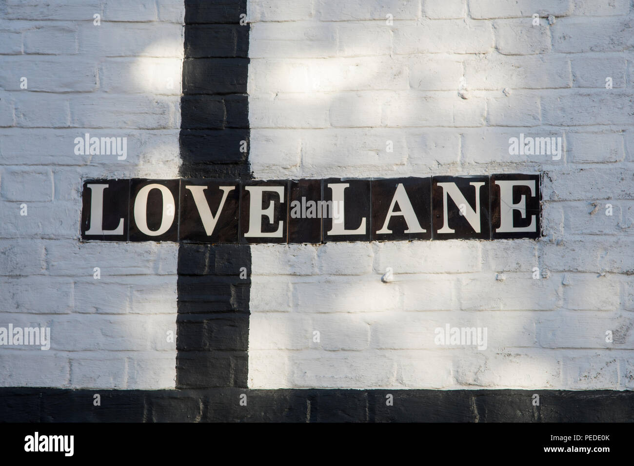 Liebe Land Beschilderung in der Cheshire Dorf Crewe, Cheshire. Stockfoto