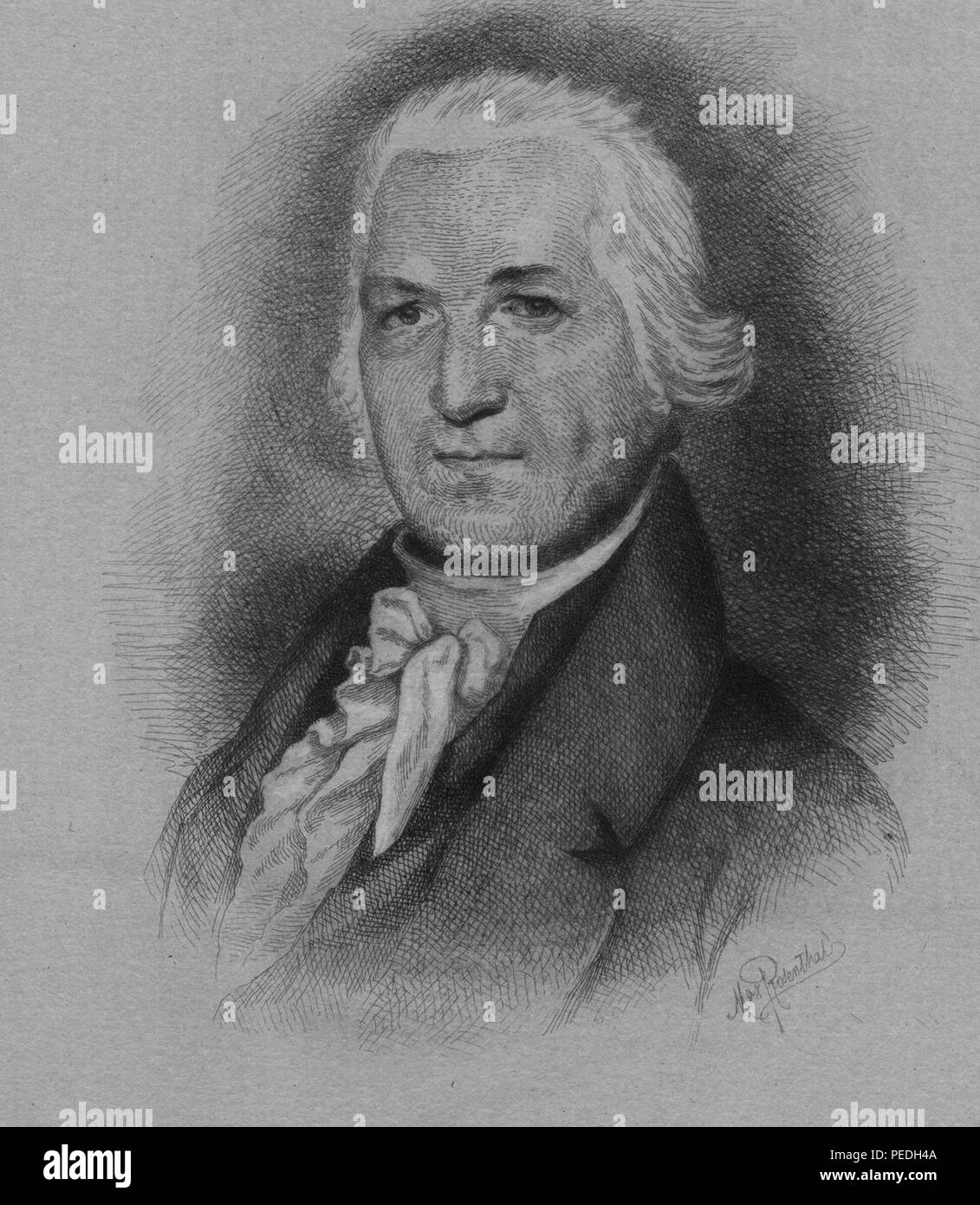 Graviert Portrait von Samuel Osgood, Delegierter des Continental Congress, erste Postmaster General der Vereinigten Staaten und der erste Präsident der City Bank von New York, 1885. Von der New York Public Library. () Stockfoto