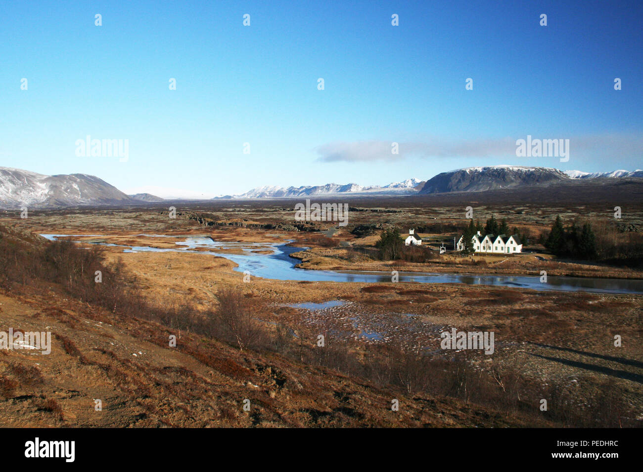 Blick über das Rift Valley Þingvellir, Island Stockfoto