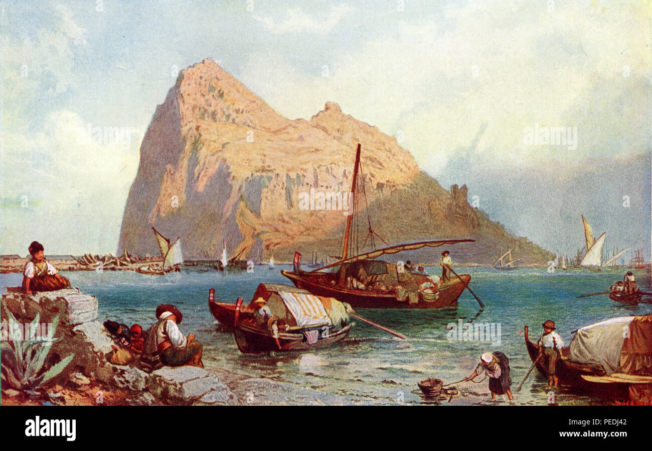 Gibraltar aus einer Zeichnung von Birket Foster; Illustration von cassell Geschichte Englands, King's Edition Teil 34 Stockfoto