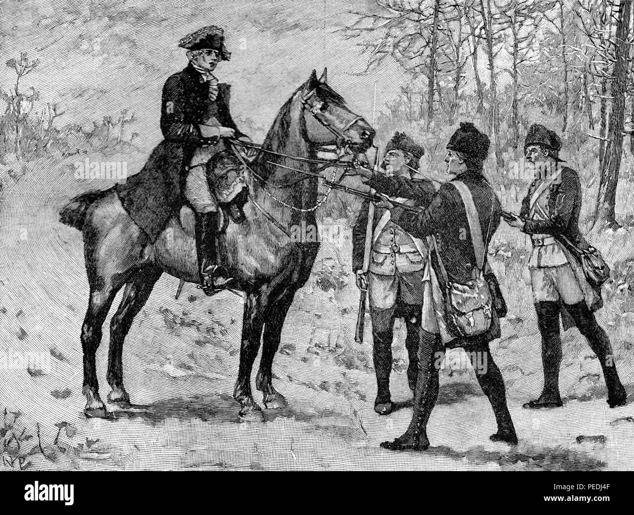 Festnahme von Major John Andre, Amerikanischen Unabhängigkeitskrieg; Illustration von cassell Geschichte Englands, King's Edition Teil 34 Stockfoto