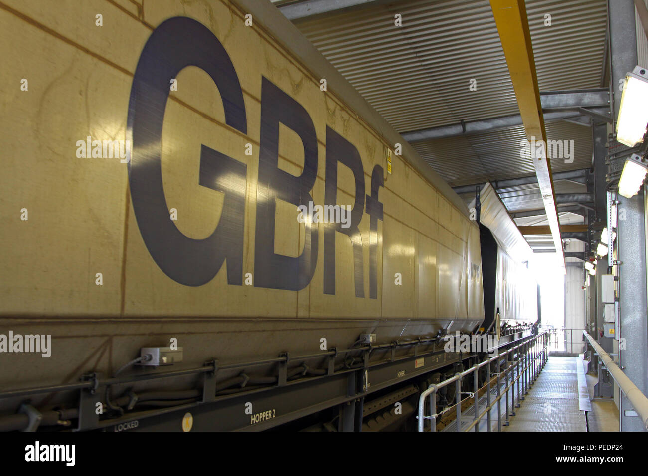66725 entlädt Biomasse Wagen bei Drax Power Station 9.8.11 Stockfoto