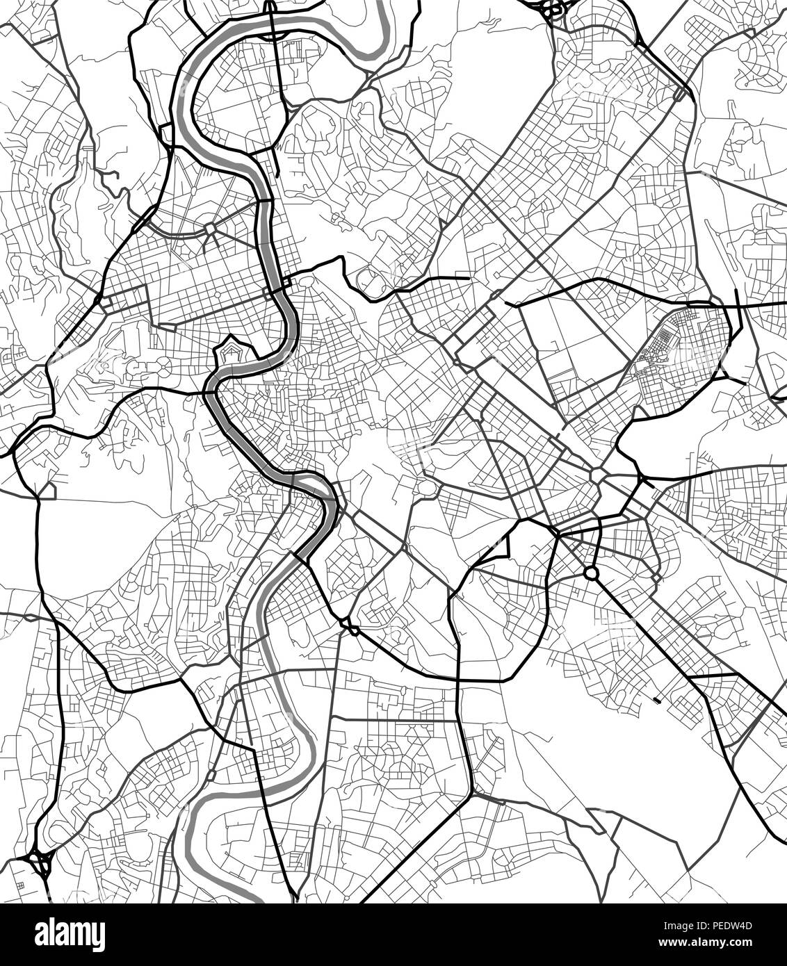 Vektor Stadtplan von Rom in Schwarz und Weiß Stock Vektor