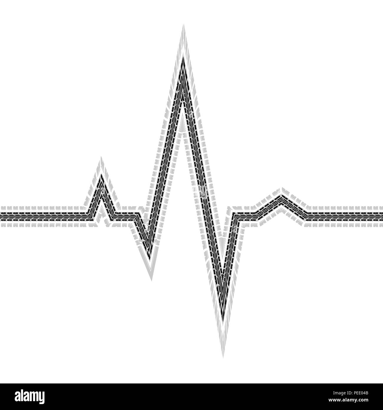 Schwarz menschlichen Impuls line mit reifenspur auf weißem Hintergrund Stock Vektor