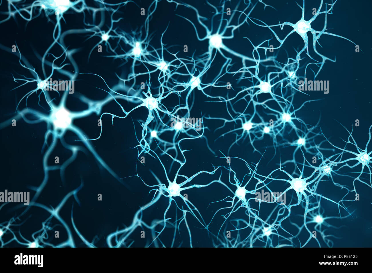 Prinzipdarstellung der Neuron Zellen mit glühenden link Knoten ...