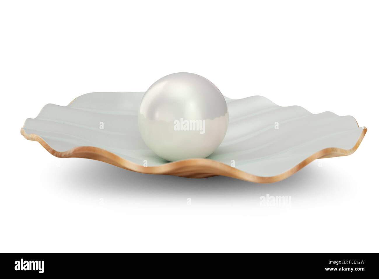 Muschel mit Perle im Inneren. Natürliche offene Pearl shell, 3D-Darstellung Stockfoto