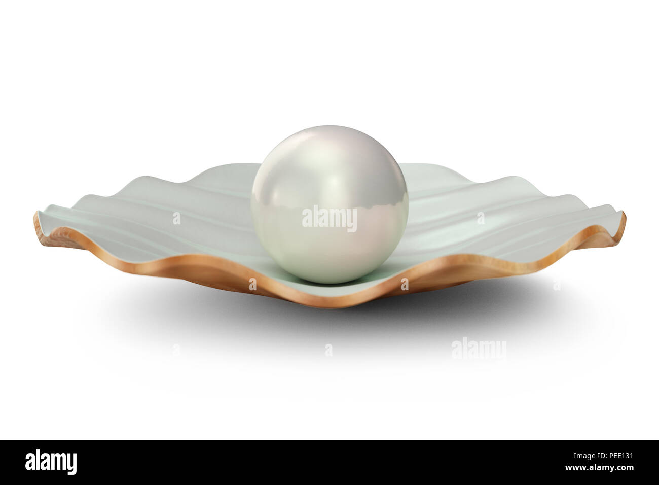 Muschel mit Perle im Inneren. Natürliche offene Pearl shell, 3D-Darstellung Stockfoto