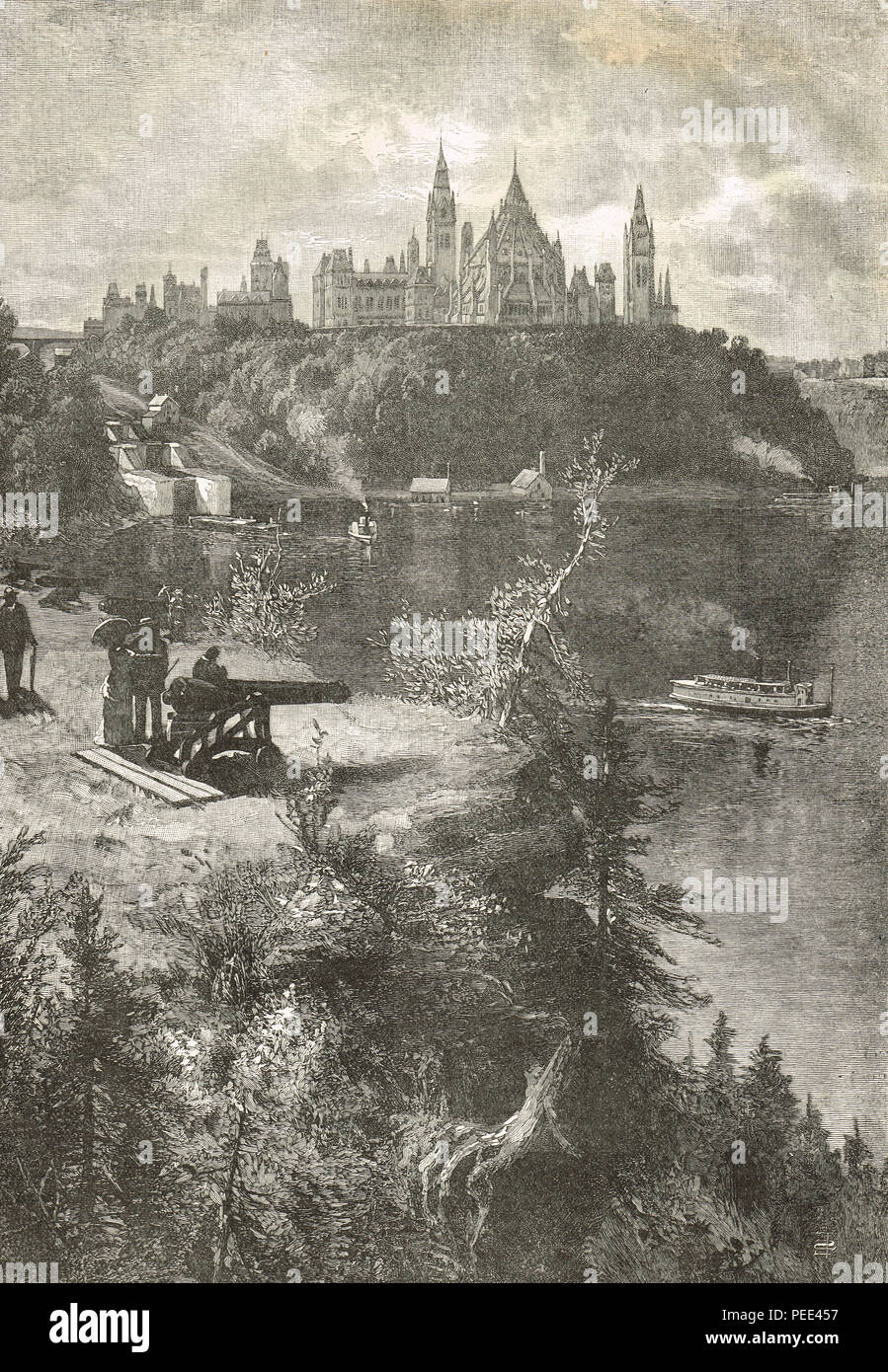 Häuser des Parlaments, Parliament Hill, Ottawa, Kanada, 19. Jahrhundert Stockfoto