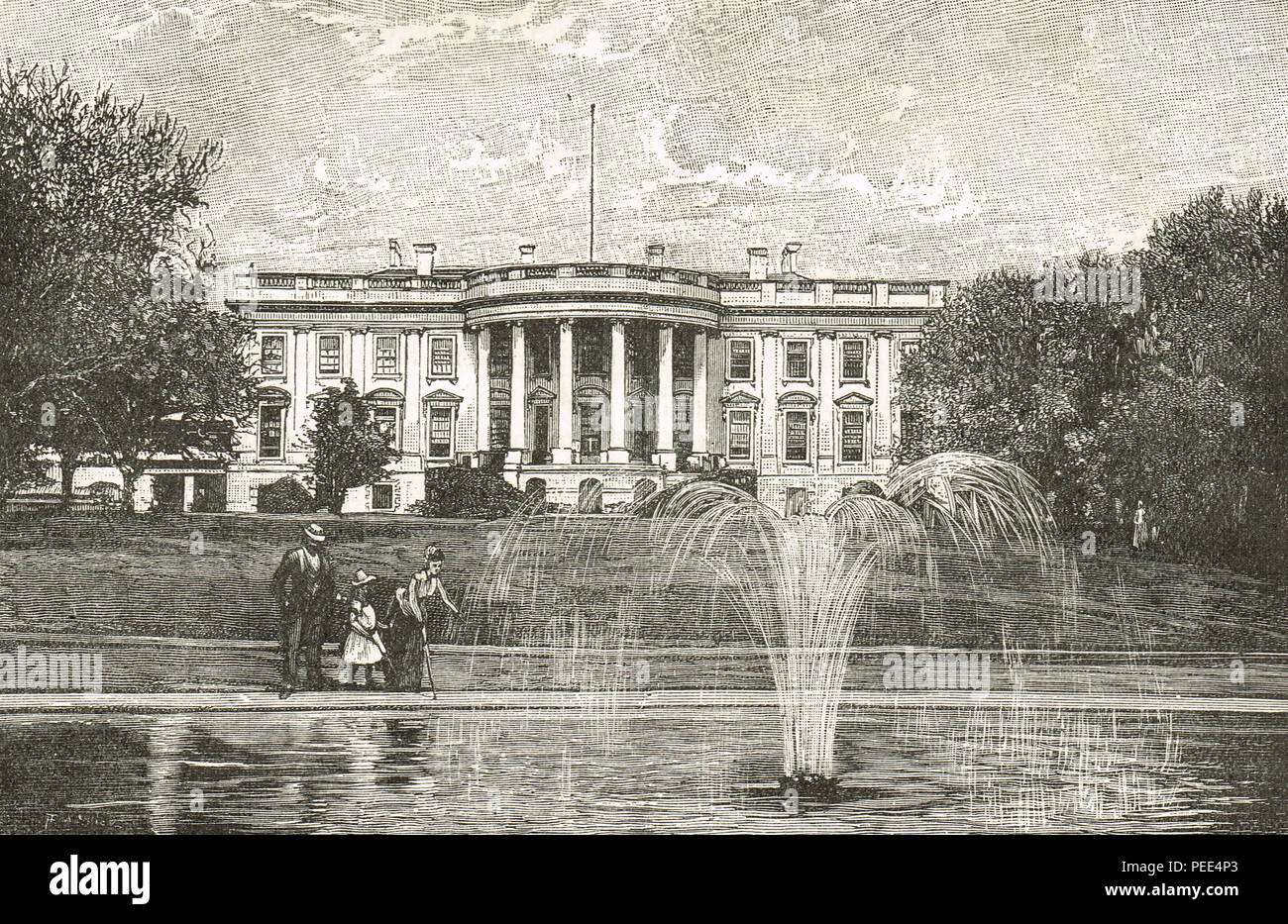 Das Weiße Haus, Washington, USA, ca. 1893, während der Präsidentschaft von Grover Cleveland Stockfoto