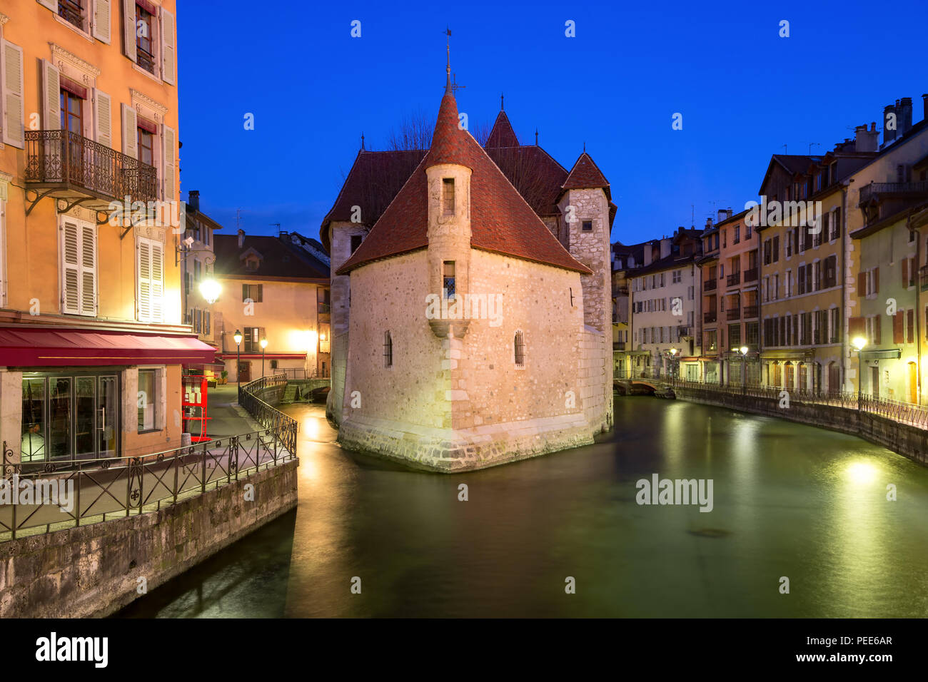 Nacht, Annecy, Frankreich Stockfoto