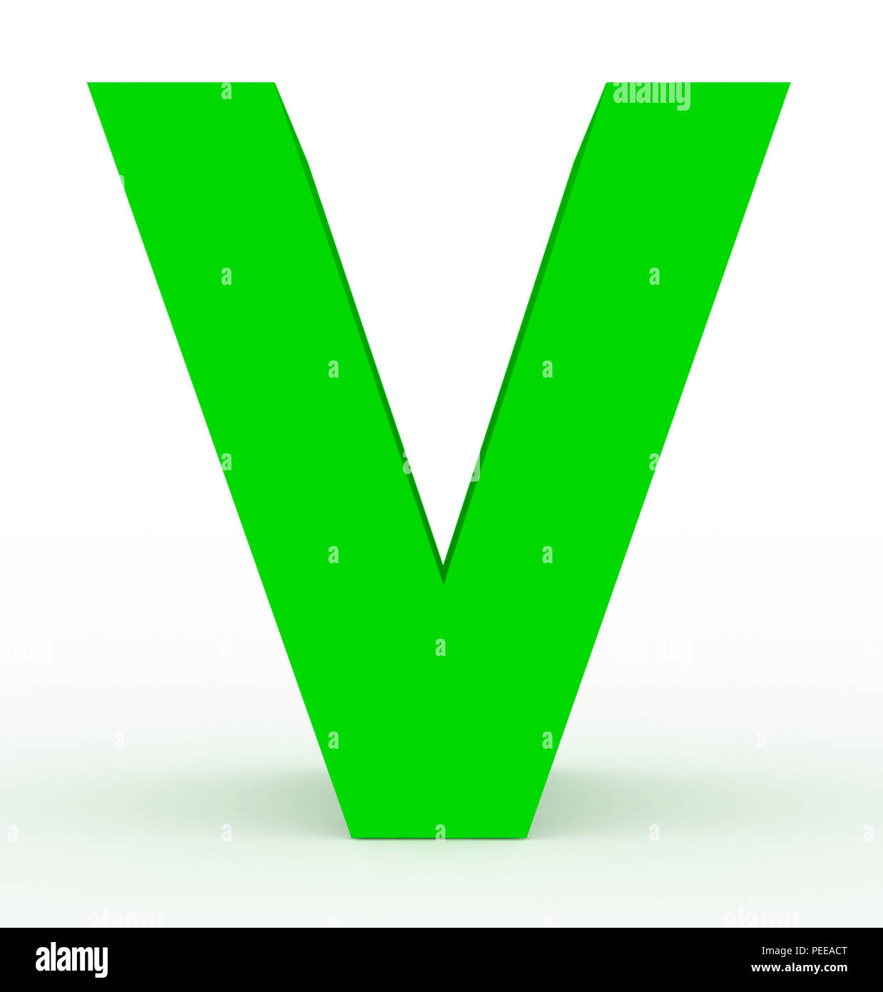 Buchstabe V 3d Grun Isoliert Auf Weiss 3d Rendering Stockfotografie Alamy