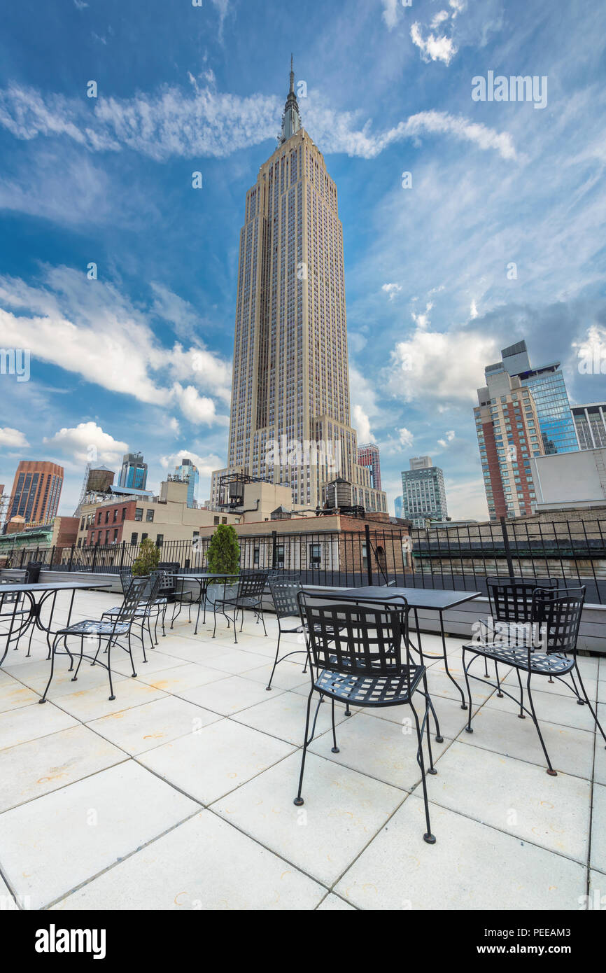 Café auf dem Dach, Manhattan, New York Stockfoto
